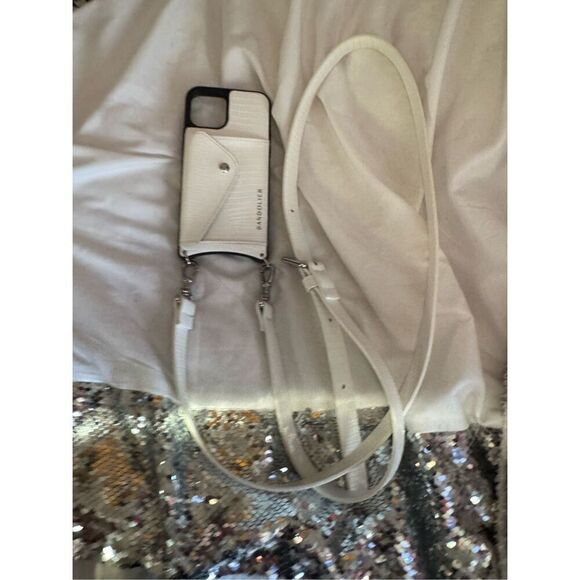 Bandolier white snakeskin donna iPhone 12 Pro Max  crossbody case/belt/strap - Picture 1 of 4